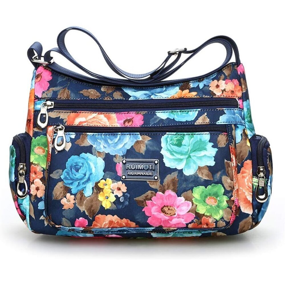 Women Nylon Crossbody Bag Multi Pocket Zipper Shoulder Purse Casual Travel